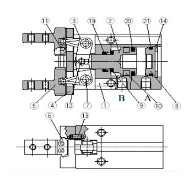Structure diagram of finger pneumatic cylinder maintenance and installation process of finger pneumatic cylinder Structure diagram of finger pneumatic cylinder maintenance and installation process of finger pneumatic cylinder